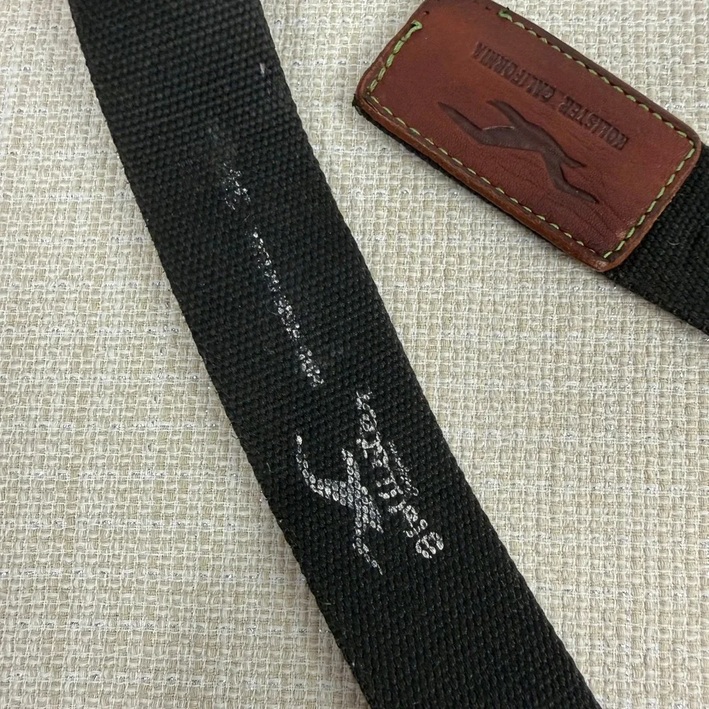 Hollister Y2K Men's Canvas Web Belt With Leather Detail & Logo‎ Buckle 34
